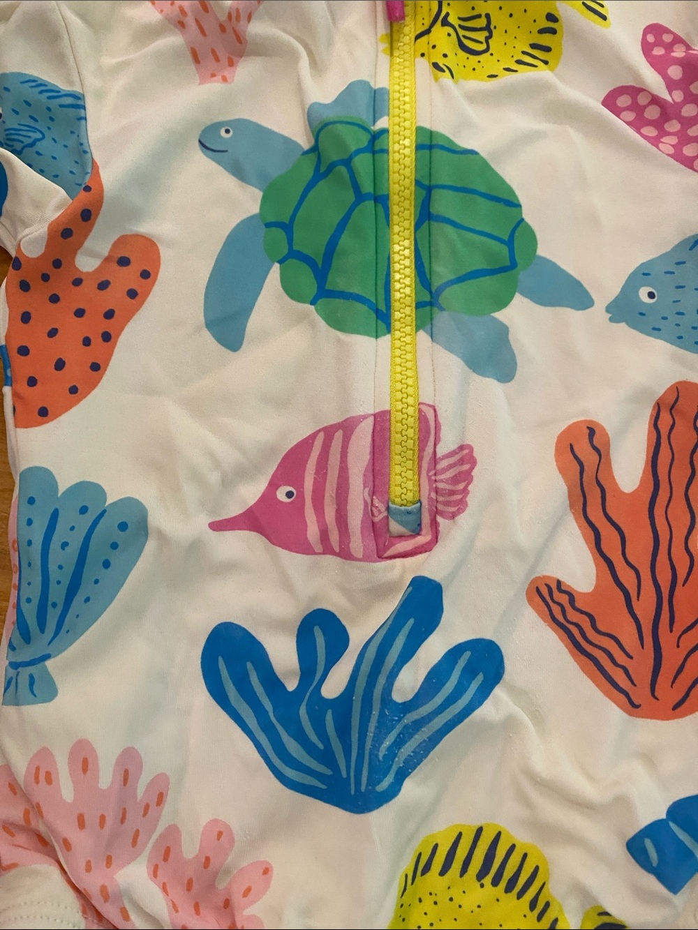Mini Boden Kids One-Piece Swimsuit – White with Multicolored Sea Life Print - Picture 2 of 5